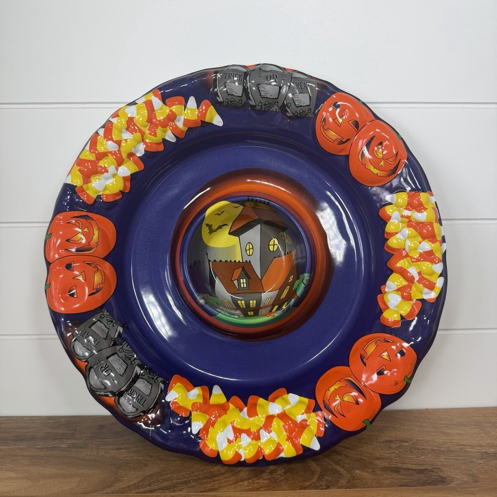 Vintage Halloween Chip and Dip / Candy Platter Molded Plastic